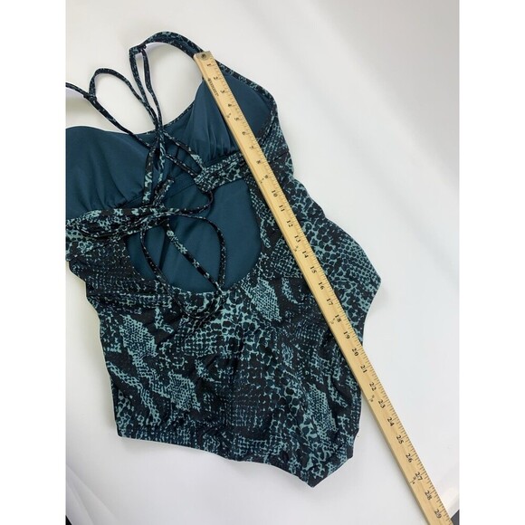 All In Motion Tie Back Teal Snakeskin Swimsuit One Piece Womens Large New Tags - Picture 15 of 15